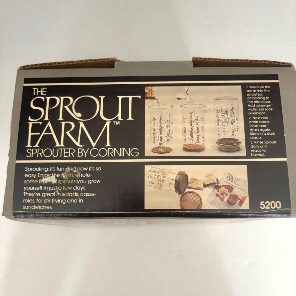 Vintage Corning Sprout Farm 5200 Pyrex Glass Seed Sprouter Kit New in Box - Picture 5 of 6
